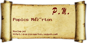 Popics Márton névjegykártya